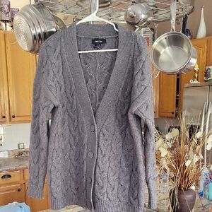 Karen Kane Gray Cable Knit Cardigan Sweater